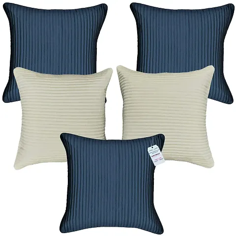 Quilted Striped Silk Cushion Covers Set Of 5 Vol 3