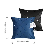 indoAmor Comfortable Pintex Crystal Stone Work Satin Throw / Pillow Cushion Covers - Set Of 7-thumb2