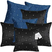 indoAmor Comfortable Pintex Crystal Stone Work Satin Throw / Pillow Cushion Covers - Set Of 7-thumb1