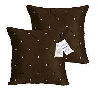 indoAmor Comfortable Pintex Crystal Stone Work Satin Throw / Pillow Cushion Covers - Set Of 2-thumb1