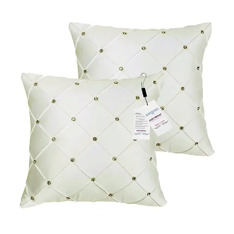 Stone Work Satin Pillow Cushion Covers Set Of 2 Vol 2