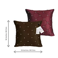 indoAmor Comfortable Pintex Crystal Stone Work Satin Throw / Pillow Cushion Covers - Set Of 7-thumb2