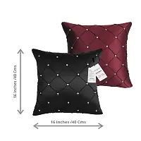 indoAmor Comfortable Pintex Crystal Stone Work Satin Throw / Pillow Cushion Covers - Set Of 5-thumb2