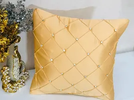 indoAmor Comfortable Pintex Crystal Stone Work Satin Throw / Pillow Cushion Covers - Set Of 2-thumb3