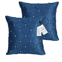 indoAmor Comfortable Pintex Crystal Stone Work Satin Throw / Pillow Cushion Covers - Set Of 2-thumb1