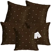 indoAmor Comfortable Pintex Crystal Stone Work Satin Throw / Pillow Cushion Covers - Set Of 5-thumb1