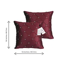 indoAmor Comfortable Pintex Crystal Stone Work Satin Throw / Pillow Cushion Covers - Set Of 7-thumb2