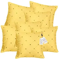 indoAmor Comfortable Pintex Crystal Stone Work Satin Throw / Pillow Cushion Covers - Set Of 7-thumb1