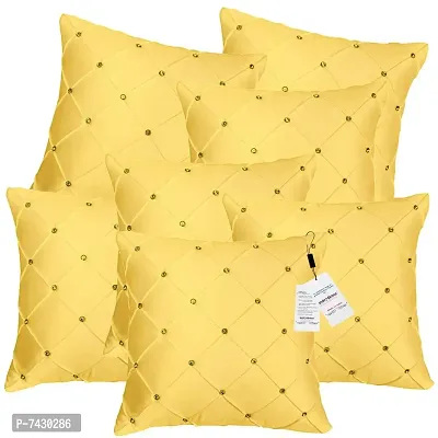 indoAmor Comfortable Pintex Crystal Stone Work Satin Throw / Pillow Cushion Covers - Set Of 7-thumb2