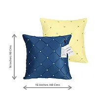 indoAmor Pintex Crystal Stone Work Satin Throw/Pillow Cushion Covers (16x16 Inches, Blue Fawn) - Set of 7 Covers-thumb1