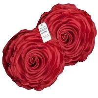 indoAmor Rose Design Super Satin Cushion Covers, 16x16 Inches (Maroon) - Set of 5-thumb3
