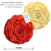 indoAmor Decorative Rose Shape Super Satin Round Cushion Covers, 16x16 Inches (Multicolor) - Set of 7 Covers-thumb1