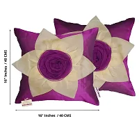 indoAmor Flower Silk Cushion Cover (16x16 Inches) - Set of 5 Pieces (Purple)-thumb1