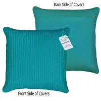 indoAmor Quilted Silk Cushion Cover (Turquoise/Firozi, 16x16 Inches) Set of 5 Pieces-thumb2