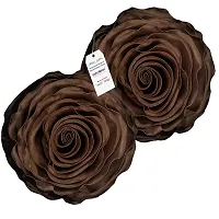 indoAmor Rose Design Super Satin Cushion Covers, 16x16 Inches (Brown) - Set of 5-thumb3