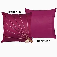 indoAmor Silk Cushion Covers, Stripes Pattern (16x16 Inches, Purple Color) - Set of 7 Covers-thumb2