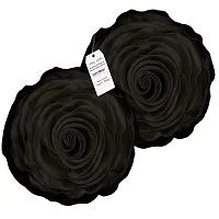 indoAmor Decorative Rose Shape Super Satin Round Cushion Covers, 16x16 Inches (Black) - Set of 7 Covers-thumb3