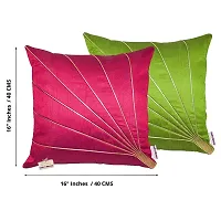 indoAmor Silk Cushion Covers, Stripes Pattern (16x16 Inches, Green  Pink Color) - Set of 7 Covers-thumb1