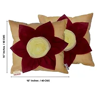 indoAmor Flower Silk Cushion Cover (Maroon and Beige, 16x16 Inches) - Set of 5 Pieces-thumb2