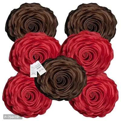 indoAmor Rose Design Super Satin Cushion Covers, 16x16 Inches (Maroon  Brown) - Set of 7