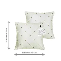 indoAmor Pintex Crystal Stone Work Satin Throw/Pillow Cushion Covers (16x16 Inches, Off-White) - Set of 7 Covers-thumb1