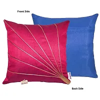 indoAmor Silk Cushion Covers, Stripes Pattern (16x16 Inches, Blue  Pink Color) - Set of 7 Covers-thumb2