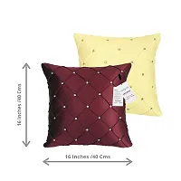 indoAmor Pintex Crystal Stone Work Satin Throw/Pillow Cushion Covers (16x16 Inches, Maroon Fawn) - Set of 7 Covers-thumb1