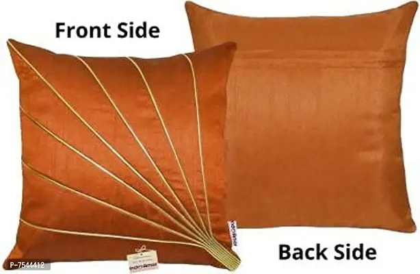 indoAmor Stripes Pattern Silk Cushion Covers (Rust, 16x16 inches) - Set of 5 Pieces-thumb3