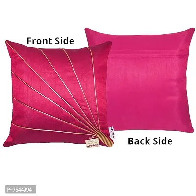 indoAmor Stripes Pattern Silk Cushion Covers (Pink, 16x16 inches) - Set of 5 Pieces-thumb4