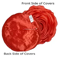 indoAmor Rose Design Super Satin Cushion Covers, 16x16 Inches (Red) - Set of 5-thumb2