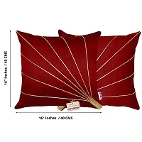 indoAmor Silk Cushion Covers, Stripes Pattern (16x16 Inches, Maroon Color) - Set of 7 Covers-thumb1