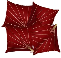 indoAmor Stripes Pattern Silk Cushion Covers (Maroon, 16x16 inches) - Set of 5 Pieces-thumb4