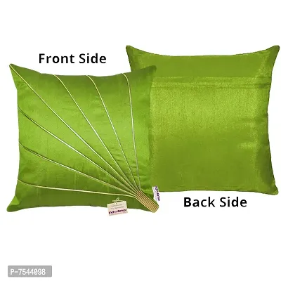 indoAmor Stripes Pattern Silk Cushion Covers (Green, 16x16 inches) - Set of 5 Pieces-thumb3