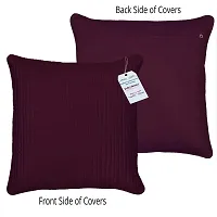 indoAmor Quilted Stripes Silk Cushion Cover (Purple, 16x16 Inches) Set of 5 Pieces-thumb2