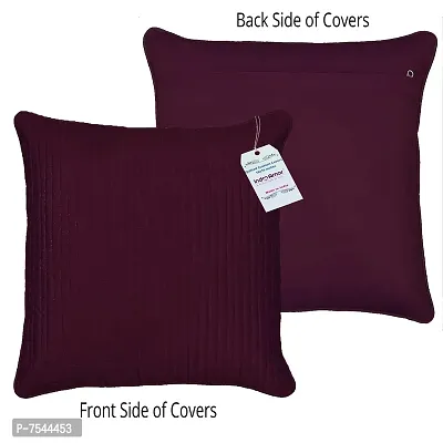 indoAmor Quilted Stripes Silk Cushion Cover (Purple, 16x16 Inches) Set of 5 Pieces-thumb3