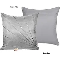 indoAmor Stripes Pattern Silk Cushion Covers (Grey, 16x16 inches) - Set of 5 Pieces-thumb2