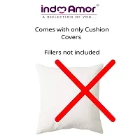 indoAmor Silk Cushion Covers, Leaves Pattern (16X16 Inches, White) Set of 7 Covers-thumb4