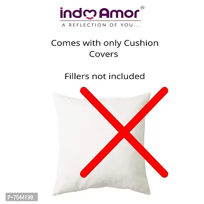 indoAmor Silk Cushion Covers, Leaves Pattern (16X16 Inches, White) Set of 7 Covers-thumb5
