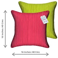 indoAmor Quilted Stripes Silk Cushion Cover with Overlock Stitching (Multicolor, 16x16 Inches) Set of 5 Pieces-thumb1