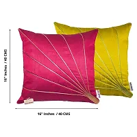 indoAmor Silk Cushion Covers, Stripes Pattern (16x16 Inches, Pink  Yellow Color) - Set of 7 Covers-thumb1