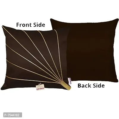 indoAmor Stripes Pattern Silk Cushion Covers (Brown, 16x16 inches) - Set of 5 Pieces-thumb4