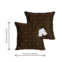 indoAmor Pintex Crystal Stone Work Satin Throw/Pillow Cushion Covers (16x16 Inches, Coffee Brown) - Set of 7 Covers-thumb1