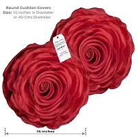 indoAmor Decorative Rose Shape Super Satin Round Cushion Covers, 16x16 Inches (Maroon) - Set of 7 Covers-thumb1