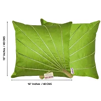 indoAmor Stripes Pattern Silk Cushion Covers (Green, 16x16 inches) - Set of 5 Pieces-thumb1