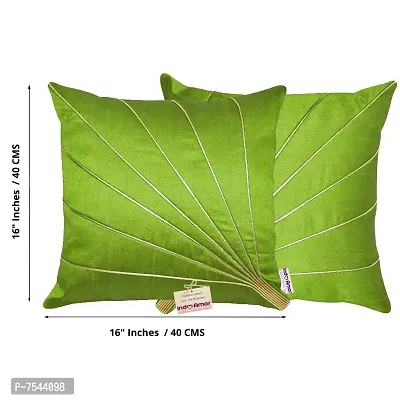 indoAmor Stripes Pattern Silk Cushion Covers (Green, 16x16 inches) - Set of 5 Pieces-thumb2