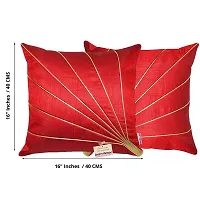 indoAmor Stripes Pattern Silk Cushion Covers (Red  Green, 16x16 inches) - Set of 5 Pieces-thumb3