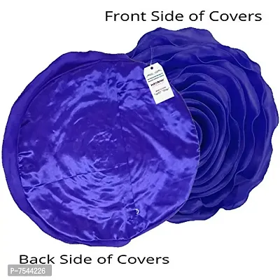 indoAmor Decorative Rose Shape Super Satin Round Cushion Covers, 16x16 Inches (Blue) - Set of 7 Covers-thumb3