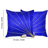 indoAmor Stripes Pattern Silk Cushion Covers (Blue, 16x16 inches) - Set of 5 Pieces-thumb1