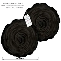 indoAmor Decorative Rose Shape Super Satin Round Cushion Covers, 16x16 Inches (Black) - Set of 7 Covers-thumb1