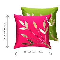 indoAmor Silk Cushion Covers, Leaves Pattern (16X16 Inches, Multicolor) Set of 7 Covers-thumb2